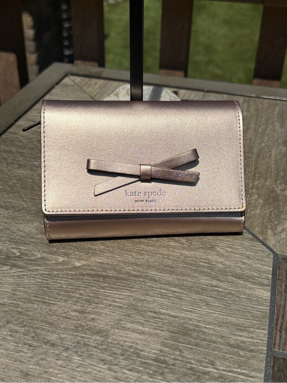 NWOT Kate Spade New York Sawyer Street Callie Leather Metallic Rose Wallet